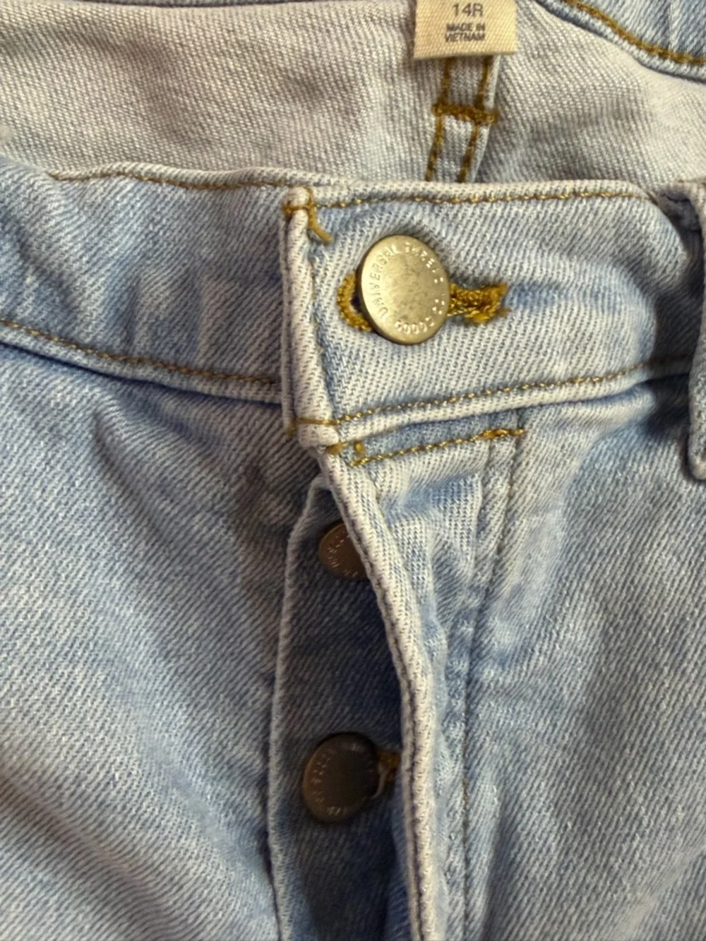Universal Thread Mid Rise 80s Slim Jeans Distressed Button Fly Light Wash 14R